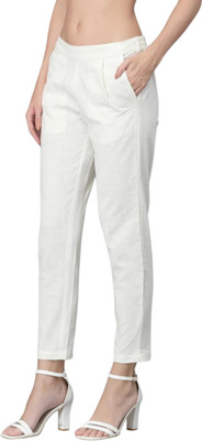 Oxinexx Regular Fit Women White Trousers