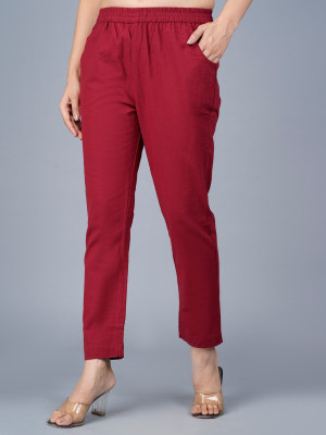SAAV Slim Fit Women Maroon Trousers