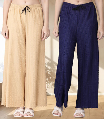 KWSH Regular Fit Women Beige, Blue Trousers