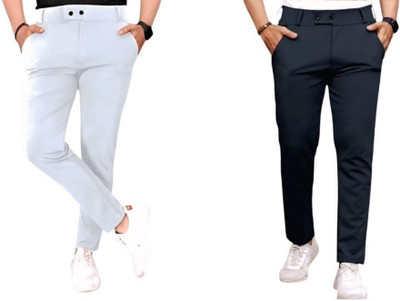 ADVIK FASHION HUB Slim Fit Men Black, Silver Trousers