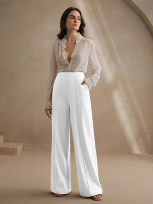 KOTTY Relaxed Women White Trousers