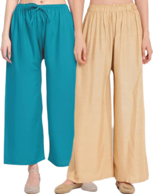 VESTMENT Loose Fit Women Blue, Beige Trousers