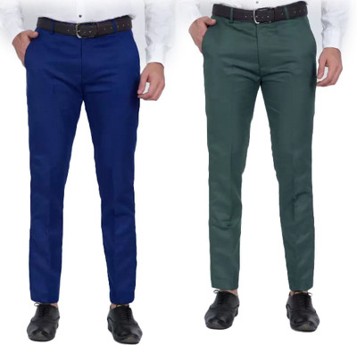 AS FASHION Regular Fit Men Dark Blue, Green Trousers