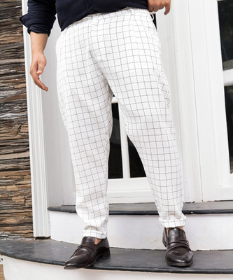 Instafab Plus Regular Fit Men White Trousers