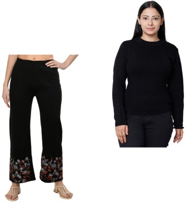 IndiWeaves Regular Fit Women Black Trousers