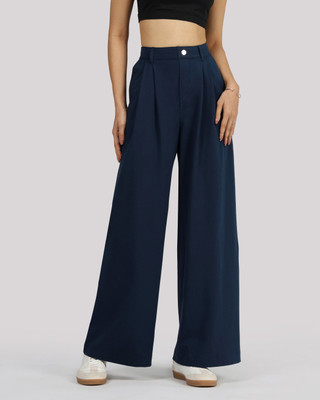 BlissClub AM:PM Korean Tailored Trousers - Regular Women Blue Trousers