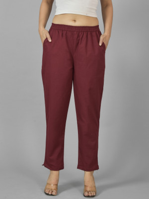 QuaClo Regular Fit Women Maroon Trousers