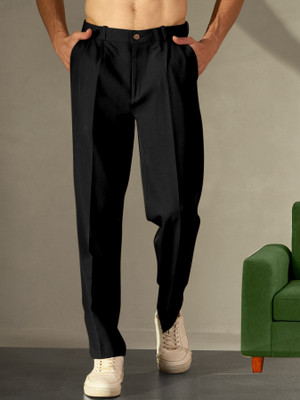 INDICLUB Loose Fit Men Black Trousers