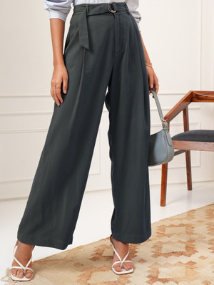 Tokyo Talkies Flared Women Grey Trousers