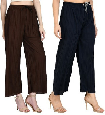 GLADLY Regular Fit Women Brown, Dark Blue Trousers