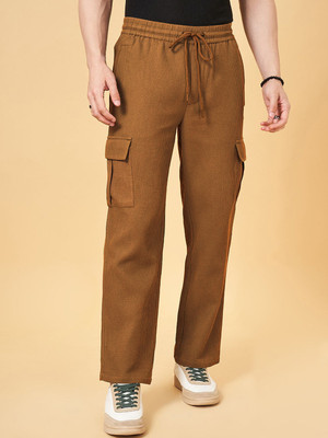 INDICLUB Loose Fit Men Brown Trousers