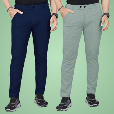 GIBBONTE Regular Fit Men Light Green, Blue Trousers
