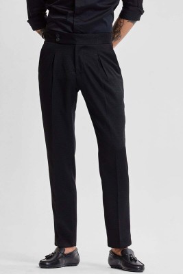 Snitch Slim Fit Men Black Trousers