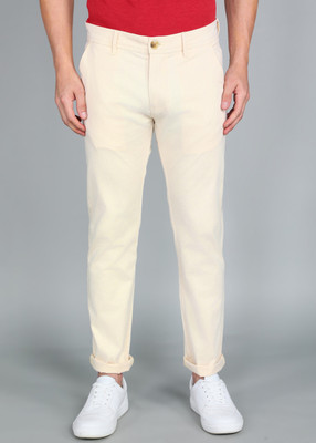 WROGN Slim Fit Men Cream Trousers
