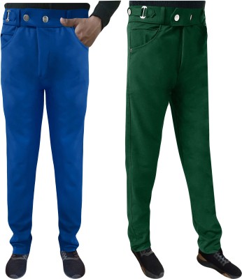 Aakarshini Regular Fit Men Blue, Dark Green Trousers