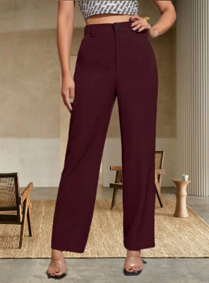 Payalfashion Regular Fit Women Maroon Trousers