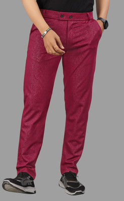 COMBRAIDED Slim Fit Men Maroon Trousers