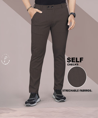 INDICLUB Regular Fit Men Brown Trousers