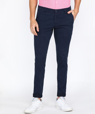 PARX Tapered Men Dark Blue Trousers