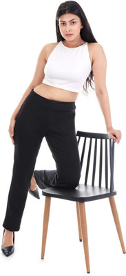 atri attires Straight Fit Women Black Trousers