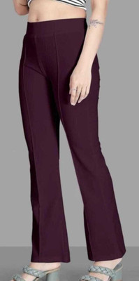 MUSKANCOURTURE Regular Fit Women Maroon Trousers