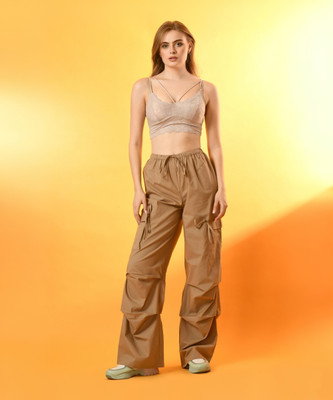 PRETTY LOVING THING Loose Fit Women Brown Trousers