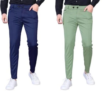 PUME Regular Fit Men Light Green, Dark Blue Trousers