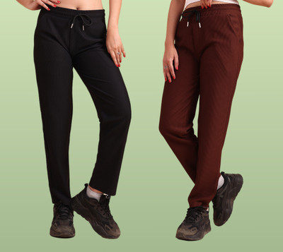 GIBBONTE Self Design Women Black, Brown Track Pants
