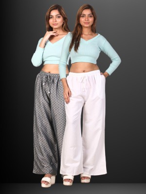 4K FASHION Relaxed Women White, Black Trousers