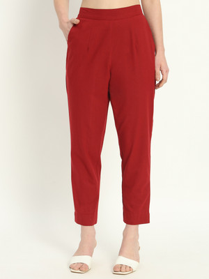 Fiona Regular Fit Women Maroon Trousers
