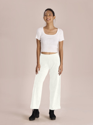 GO COLORS Relaxed Women White Trousers