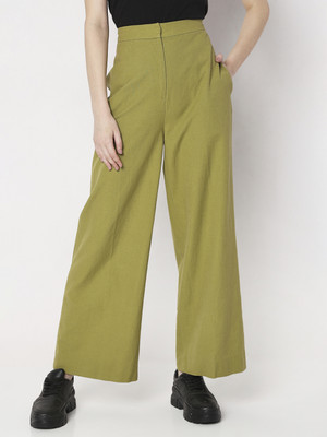 VERO MODA Regular Fit Women Green Trousers