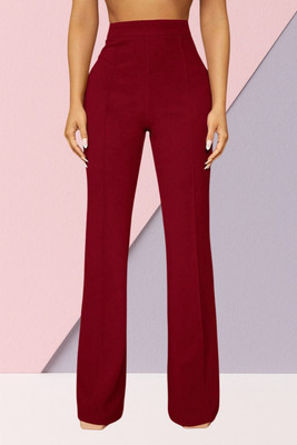 SKD TRENDZ Comfort Fit, Regular Fit Women Maroon Trousers