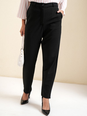 Tokyo Talkies Slim Fit Women Black Trousers