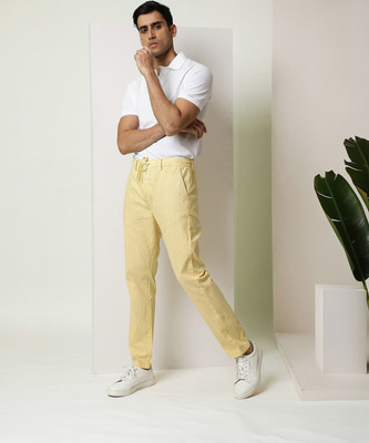 RARE RABBIT Slim Fit Men Yellow Trousers