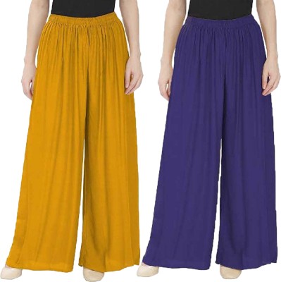 Qeheem Regular Fit Women Yellow, Dark Blue Trousers