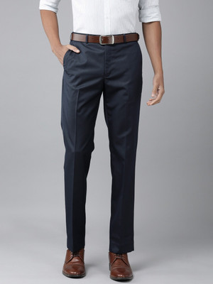 PARK AVENUE Regular Fit Men Dark Blue Trousers