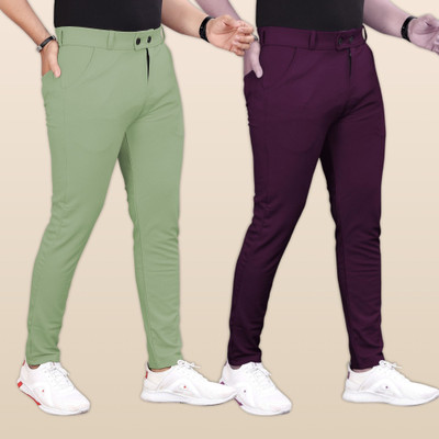 GIBBONTE Slim Fit Men Light Green, Multicolor Trousers