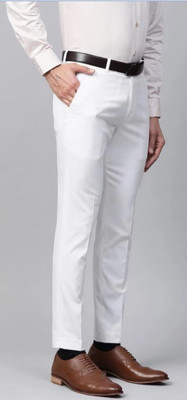 pesado Slim Fit Men White Trousers