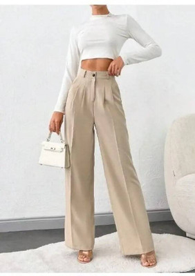 Kidoferia Comfort Fit Women Beige Trousers