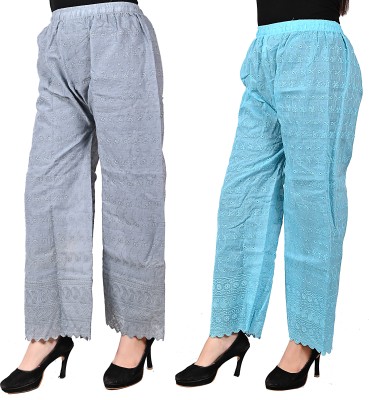 ANTRUE Regular Fit, Relaxed Women Light Blue, Grey Trousers