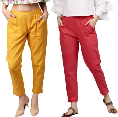 Me Craft Regular Fit Women Red, Yellow Trousers