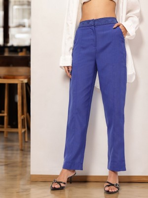 Dressberry Regular Fit Women Blue Trousers