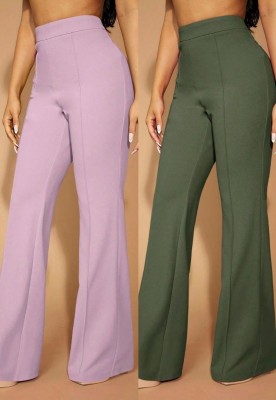 NUCOUTHS the style you love Regular Fit Women Purple, Green Trousers