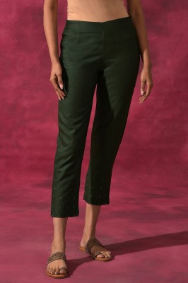 W Slim Fit Women Dark Green Trousers