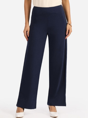 BlissClub AM:PM Cotton Wide Leg Pants, Lite - Tall Relaxed Women Dark Blue Trousers