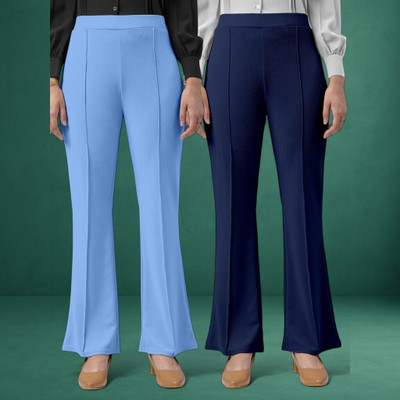 lookskky Comfort Fit, Regular Fit Women Light Blue, Dark Blue Trousers