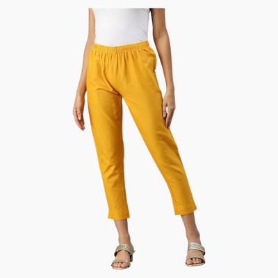 High Glitz Regular Fit Women Yellow Trousers