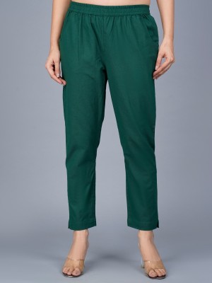 SAAV Slim Fit Women Dark Green Trousers