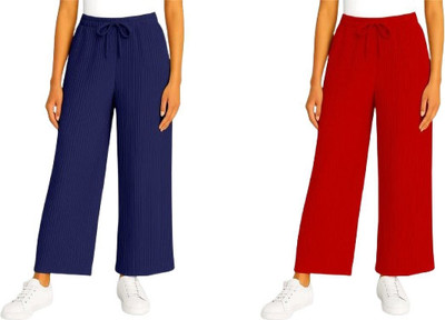 ALKASWAA CLOTHING Flared Women Dark Blue, Red Trousers
